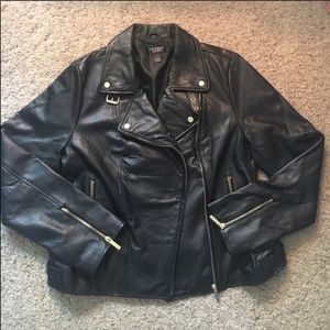 Moda International Black Leather Motorcycle Jacket